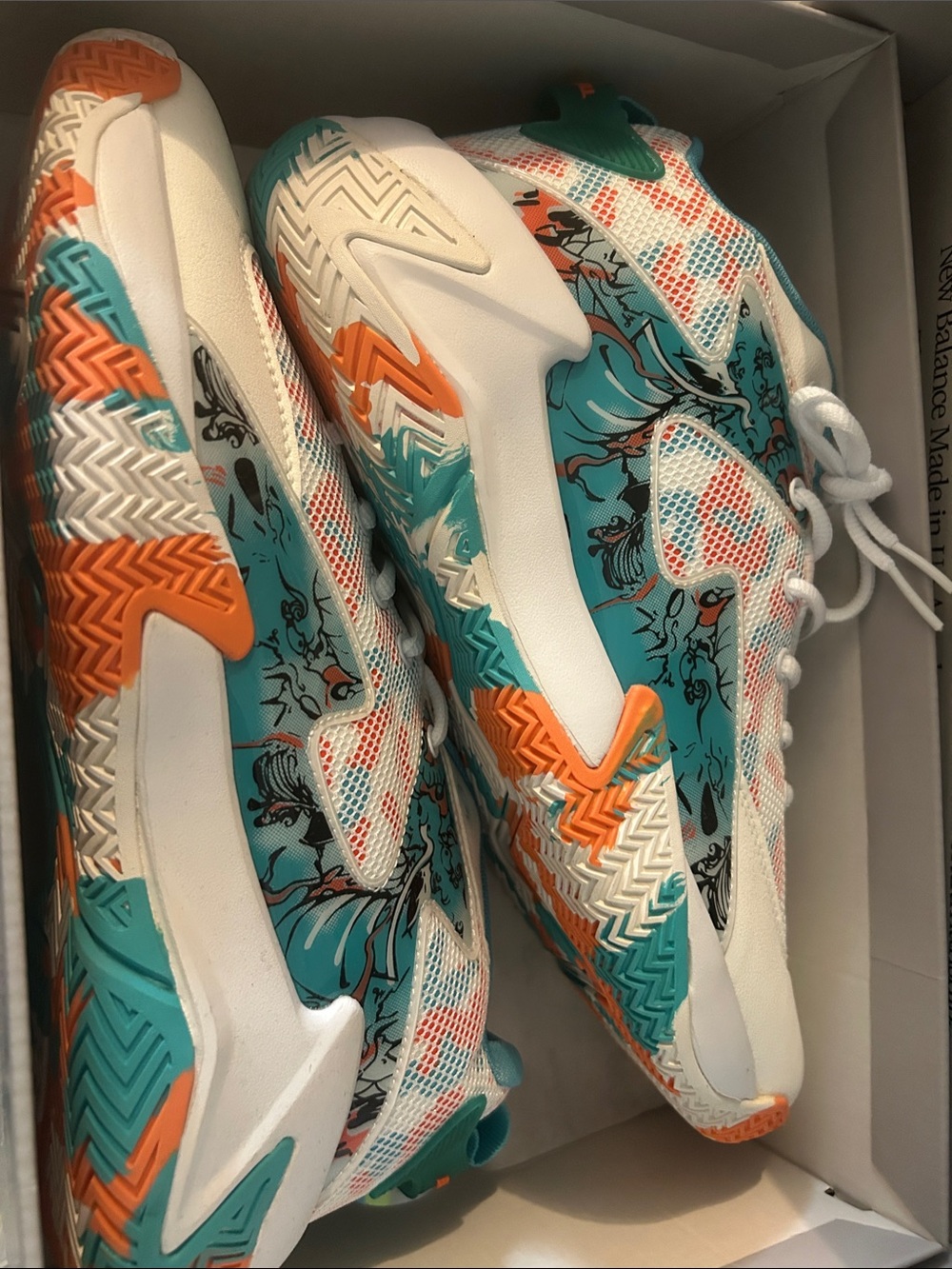 Vibrant Teal & Orange Graphic Athletic Sneakers